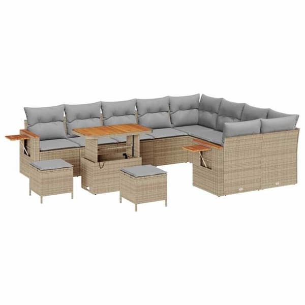 Lounge-soffor - MAISON EXCLUSIVE - 13-delars set - Modulerbar - Poly rattan & akacia - Beige
