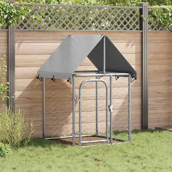 Maison Exclusive - Ulkoilma kennel katolla 100x100x150 cm silver-