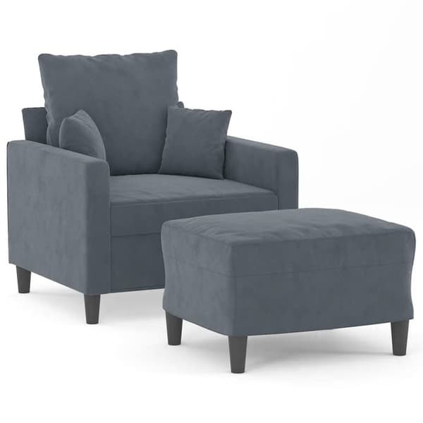 Maison Exclusive - Fåtölj med fotpall Mörkgrå 60 cm Sammet Mörkgrå