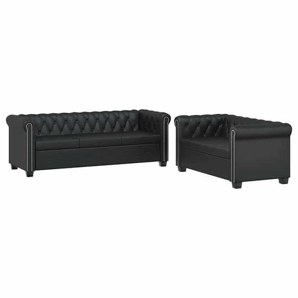 Maison Exclusive - Chesterfield sofa til 2 og 3 personer i sort Svart