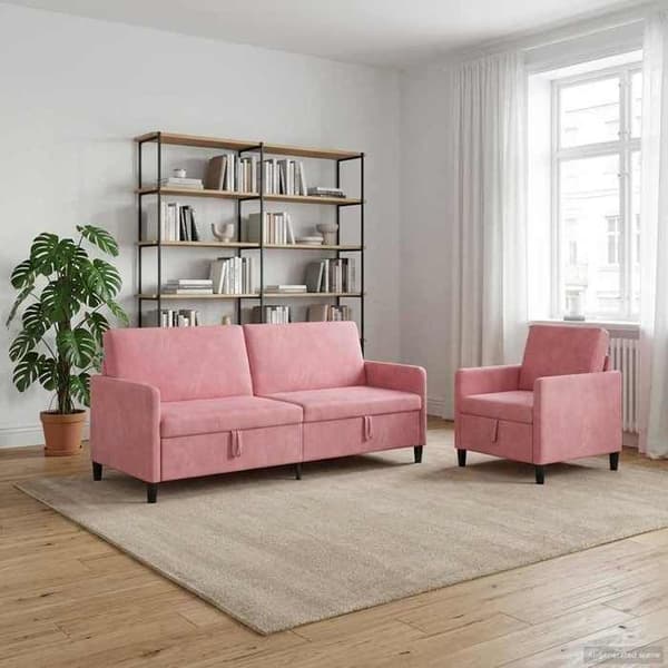 Maison Exclusive - Soffa med förvaring 2 st Rosa Polyester