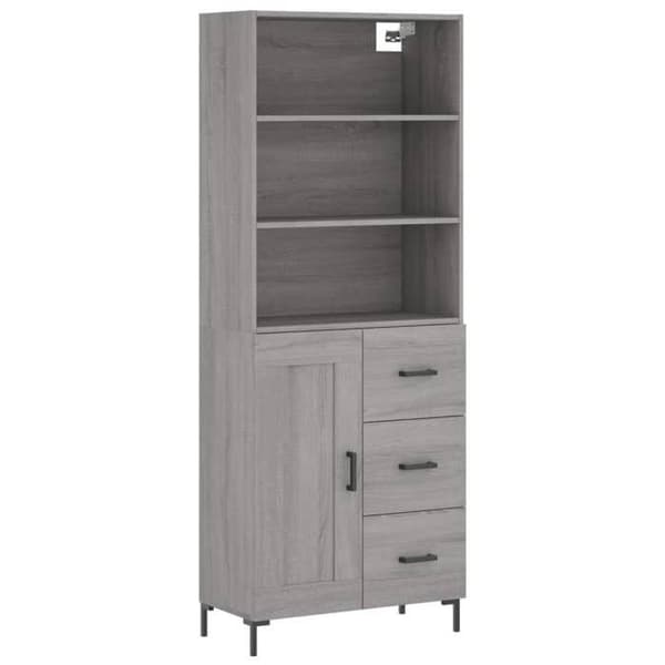 Maison Exclusive - Buffé hög Sonoma grå 69,5x34x180 cm Ingenjörsträ Sonoma grå
