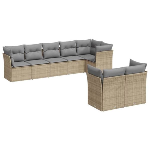 Maison Exclusive - Trädgårdsmöbler med kuddar 8 delar beige flätad resin