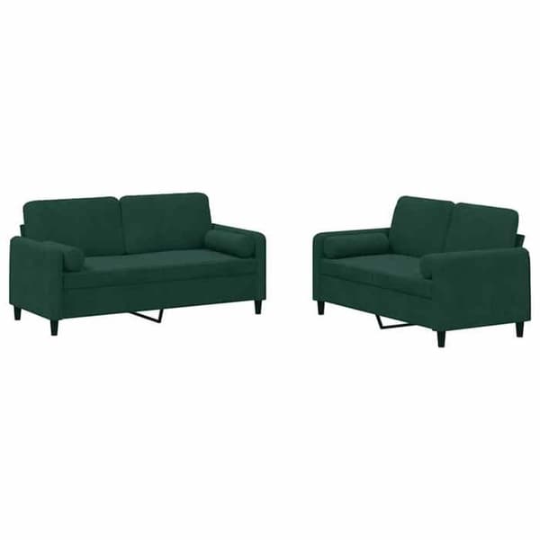 Maison Exclusive - Sæt af 2 sofaer med mørkegrønne velourpuder