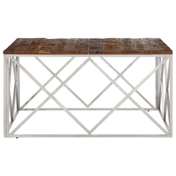 Maison Exclusive - Silverfärgad soffbord i rostfritt stål och massiv lärk