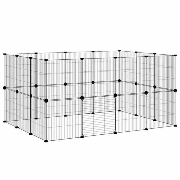 Maison Exclusive - Kæledyrbur med 28 paneler og dør Sort 140x105x70 cm
