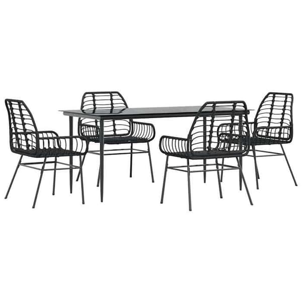 Maison Exclusive - Trädgårdsset 5 delar svart flätad resin glas