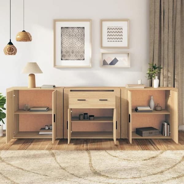Maison Exclusive - Bufféer 3 st Sonoma ek Ingenjörsträ