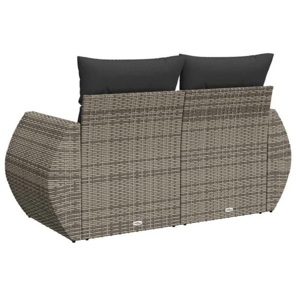 Maison Exclusive - Trädgårdssoffa 2 platser med grå kuddar i flätad resin