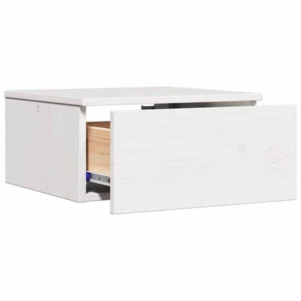 Nattduksbord - EXKLUSIV HEM - 37 x 35 x 18,5 cm - Massivt furu - Vit - Rektangulär Vit