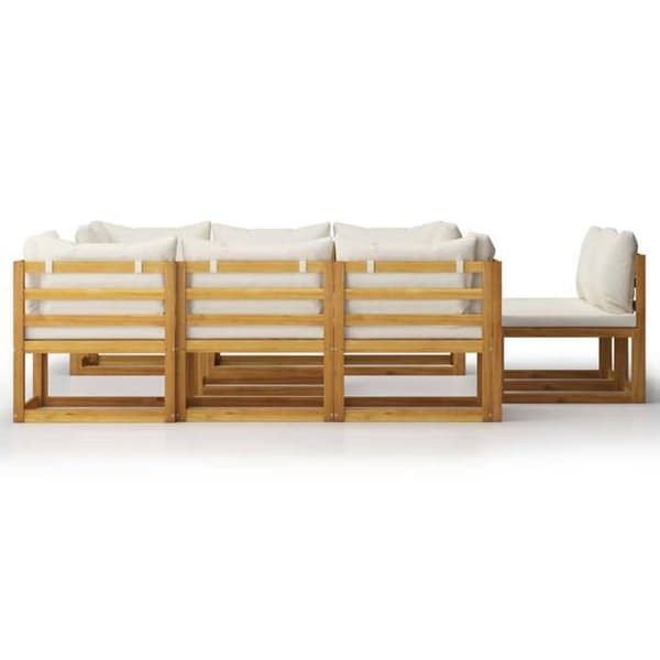 Maison Exclusive - Trädgårdsmöbler 9 delar med kuddar Creme Solid akaciaträ