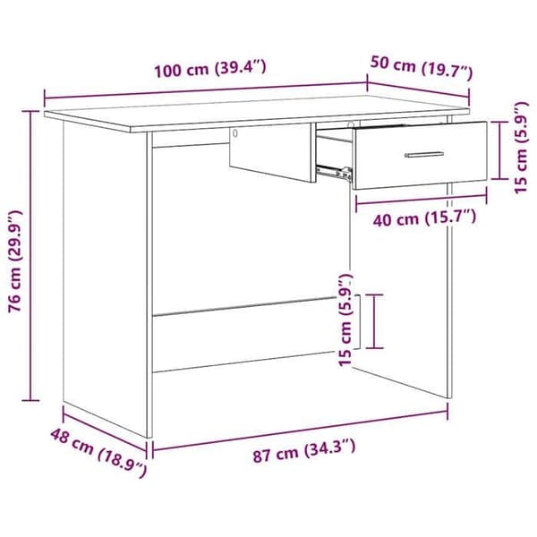 Kontor - EKSKLUSIV HUS - 100 x 50 x 76 cm - Sort - Spånplader - 1 skuffe Svart