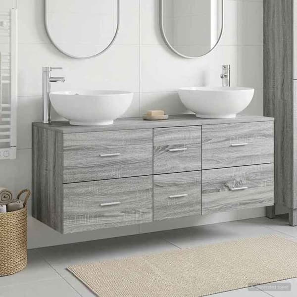 Maison Exclusive - 3-delars badrumsinredning Sonoma grå Sonoma grå