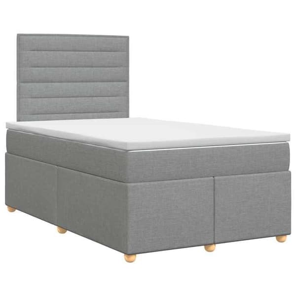 Maison Exclusive - Boxspring säng med madrass Ljusgrå 120 x 190 cm Tyg Ljusgrått