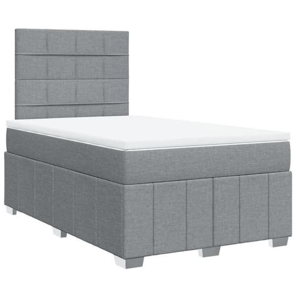 Maison Exclusive - Sengebund med lameller og lysegrå madras 120x190 cm stof