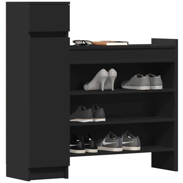 Skoark - MAISON EXCLUSIVE - 100,5 x 28 x 100 cm - Sort - Ingeniørtræ - 1 skuffe 2 døre Svart