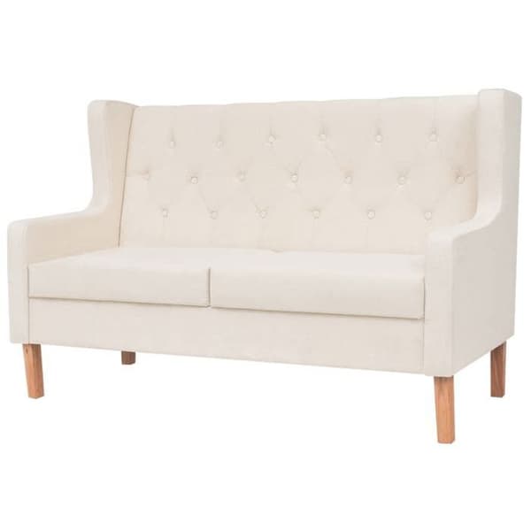 Soffa 2 platser - Maison Exclusive - Polyester tyg - Ram av massivt trä - Krämvit Vit grädde