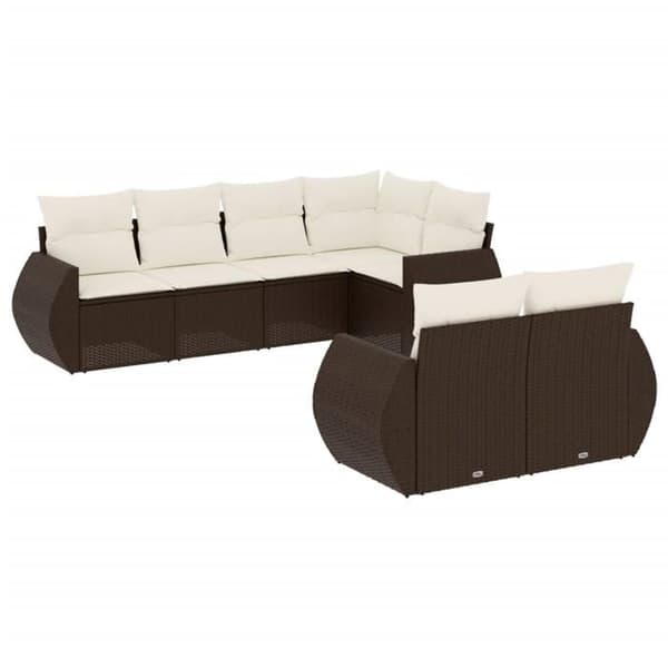 Maison Exclusive - Trädgårdsmöbler med kuddar 7 delar brun flätad resin