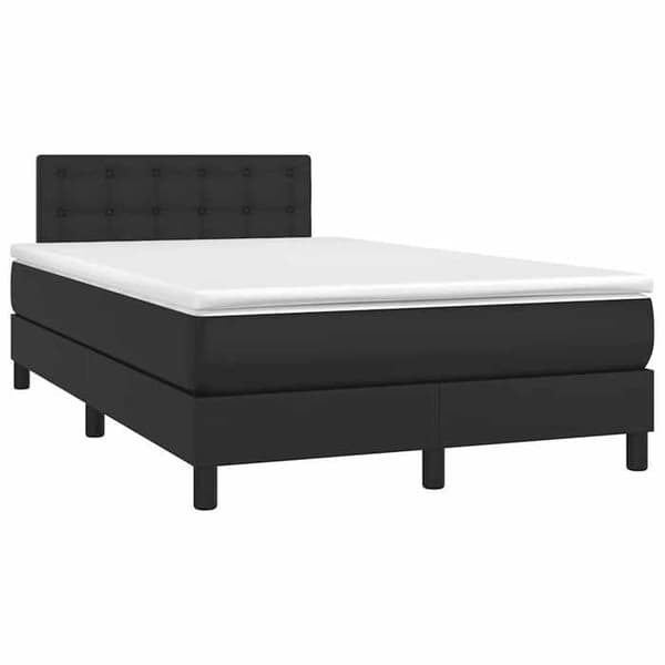 Maison Exclusive - Sengebund med lameller madras LED sort 120x190 cm kunstlæder