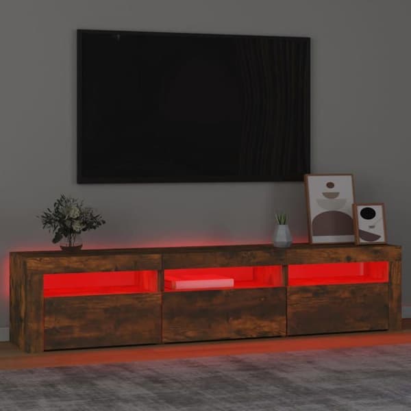 Maison Exclusive - TV-möbel med LED-lampor, rökig ek 180x35x40 cm