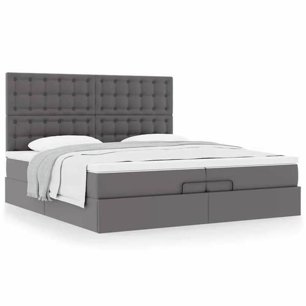 Maison Exclusive - Ottoman sengestel med grå madras 200x200 cm i kunstlæder Grå