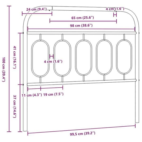 Maison Exclusive - Erstatnings hovedgærde metal sort 100 cm