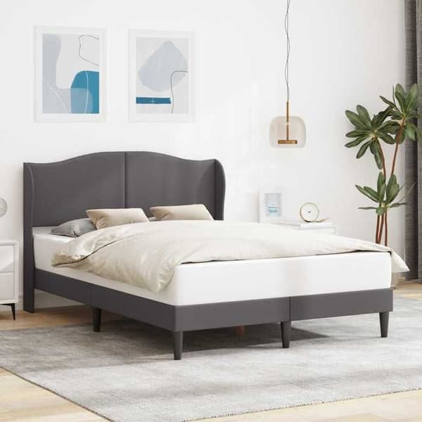 Maison Exclusive - Sengestel med hovedgærde Grå 140 x 200 cm Kunstlæder