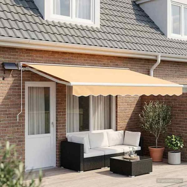 Maison Exclusive - Manuell markisram med LED-lampor Sand 4,5 × 3,5 m