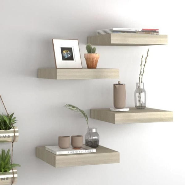 Flydende væghylder - MDF4 - Eg - 23x23,5x3,8 cm - Moderne - Design Brun