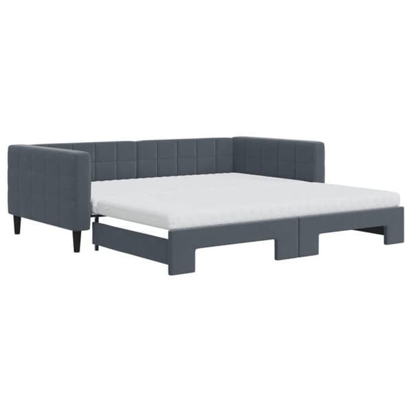 Maison Exclusive - Dagbädd och utdragssäng med mörkgrå madrass 100x200 cm sammet Mörkgrå