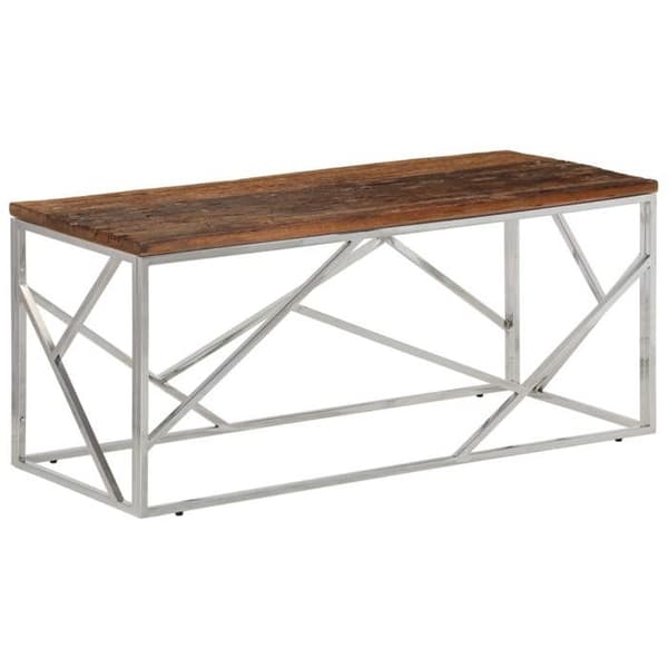 Bord - EKSKLUSIV HUS - Lærk - Sølvfarvet rustfrit stål - Massivt lærkebord - Moderne design Silver