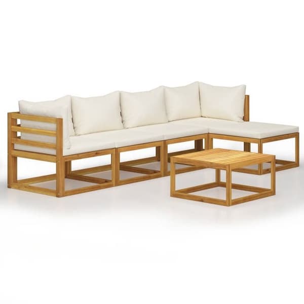 Maison Exclusive - Trädgårdsmöbler 6 delar med kuddar Creme Solid akaciaträ