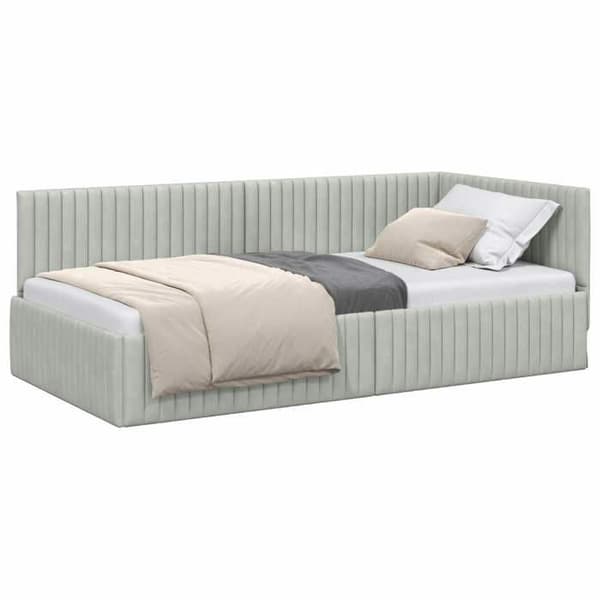 Maison Exclusive - L-formet sengestel Lys grå 100 cm x 200 cm Velour
