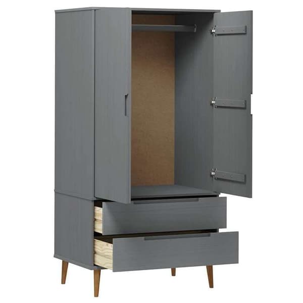 Maison Exclusive - Garderob MOLDE Grå 90x55x175 cm Massivt furu Grå