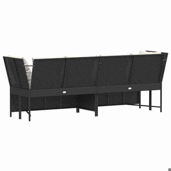 Maison Exclusive - Trädgårdsoffa med svarta kuddar i flätad resin Svart