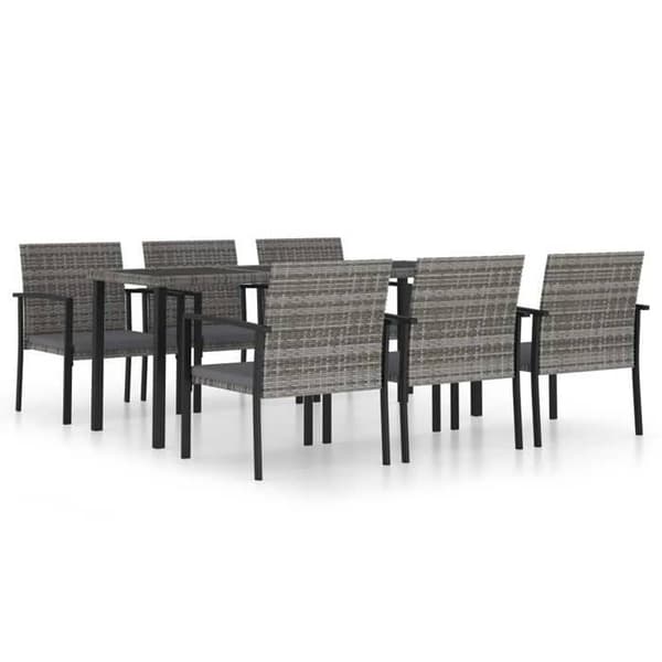Maison Exclusive - Trädgårdsset 7 delar Flätad resin Grå Grå