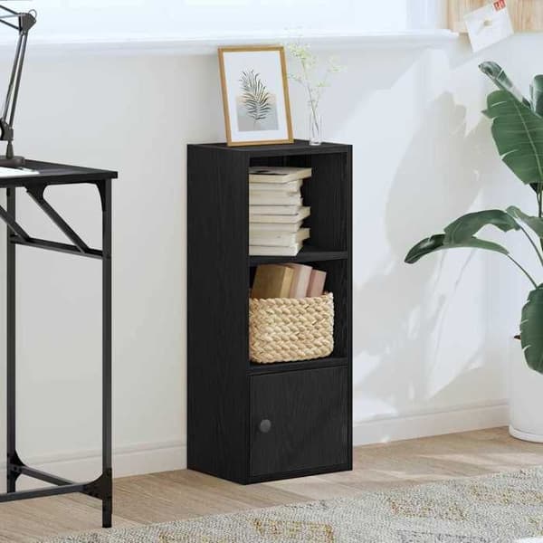 Maison Exclusive - Bibliotek i sort egetræ 31x24x77 cm ingeniørtræ