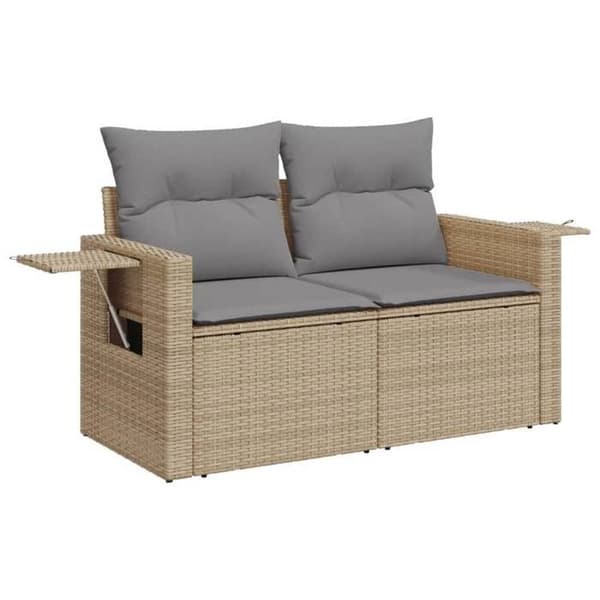 Maison Exclusive - Trädgårdsoffa med kuddar 2 platser beige flätad resin