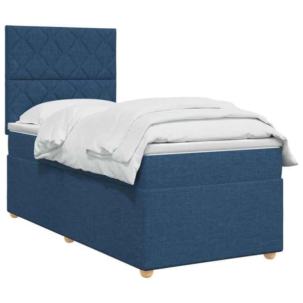 Maison Exclusive - Boxspring säng med madrass Blå 100 x 200 cm Tyg Blå
