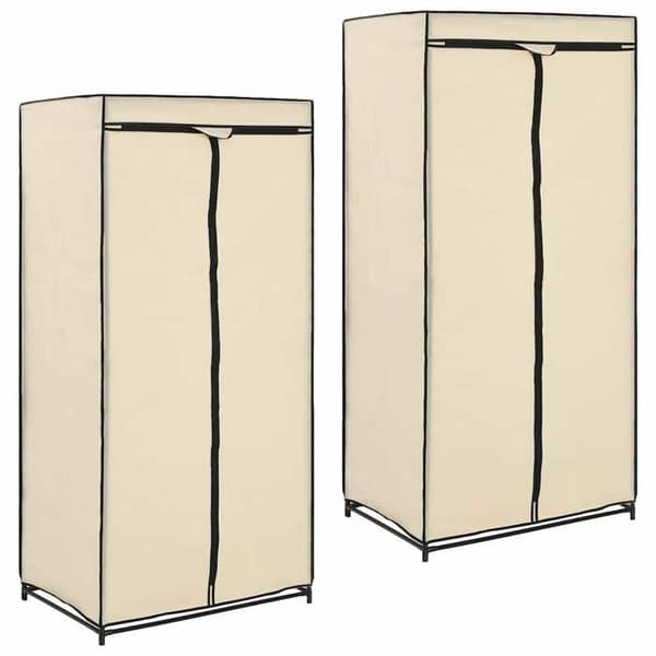 Garderobe - Eksklusivt Hus - Sæt af 2 - Robust jernramme - Lynlås polyesterbetræk - 75×50×160 cm Grädde