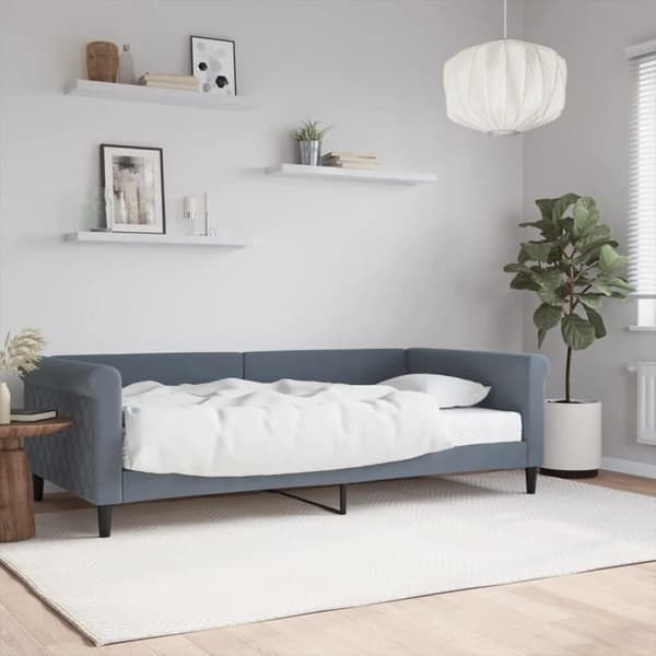 Maison Exclusive - Dagbädd med mörkgrå madrass 100x200 cm sammet Mörkgrå
