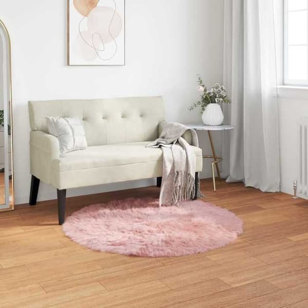 Maison Exclusive - Fusk TAFALLA Matta Rosa Ø 80 cm Polyester