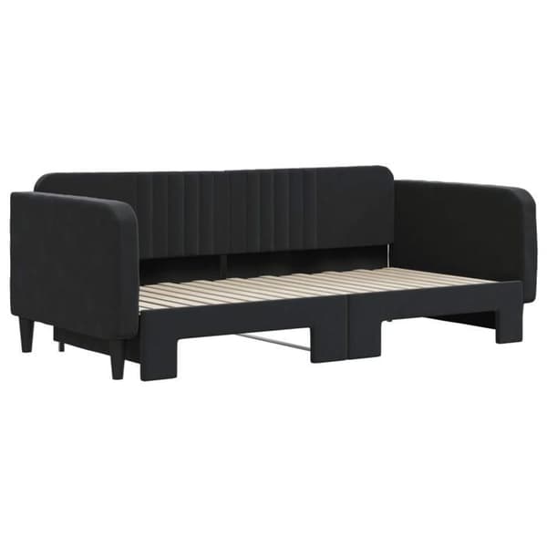 Maison Exclusive - Musta 90x190 cm samettinen vuodesohva, jossa on vuodevaatelaatikko