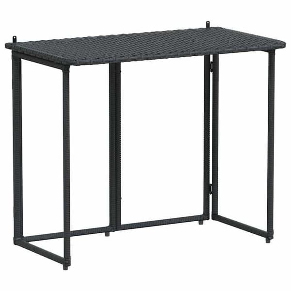 Fällbart trädgårdsbord - EXKLUSIV HEM - 90x51x75 cm - Flätad resin (polyrotin) - Stålram - Väggfäste Svart