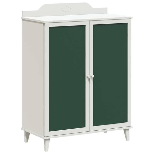 Buffet - EKSKLUSIVT HUS - ROROS - 80x40x110 cm - Hvid ramme - Grønne døre - Sort tavle Vit