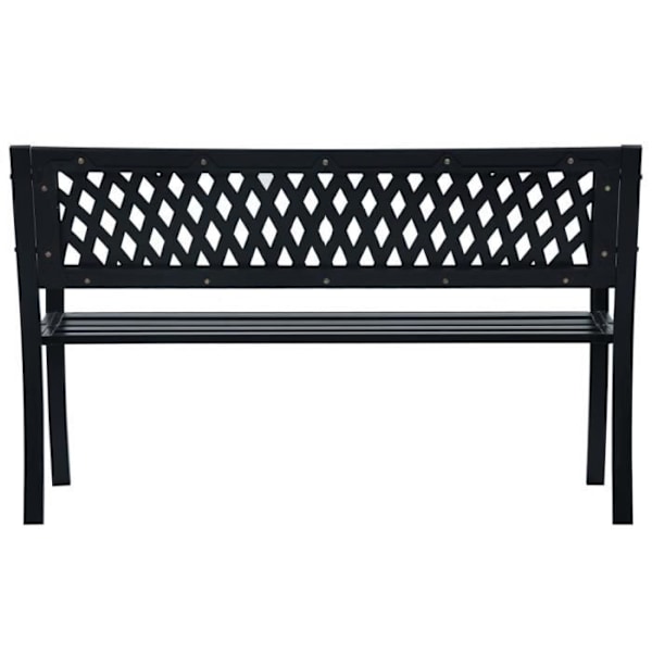 Havebænk - Sort - Stål - 125 cm - Trellis - Vejrbestandig Svart