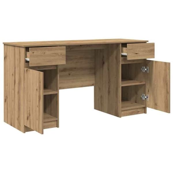 Maison Exclusive - Kontor i egetræ, håndlavet, ingeniørtræ 140 x 49 x 76 cm