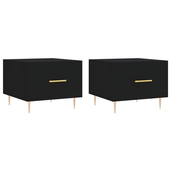 Bord - EKSKLUSIV HUS - Sæt af 2 - Sort - Ingeniørtræ - 50x50x40 cm Svart