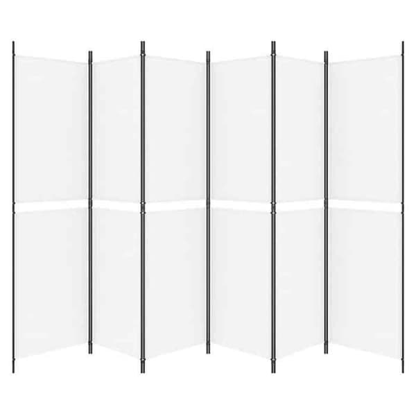 Maison Exclusive - Avskiljande vägg 6 paneler Vit 300x200 cm Tyg