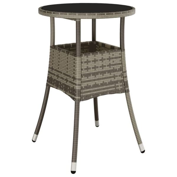 Maison Exclusive - Trädgårdsbistro-set 3 delar med gråa kuddar i polyrotting